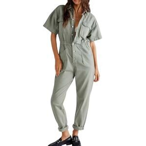 Free People WE•THE•FREE Marci Jumpsuit in Washed Army Sz. Small NWT MSRP $128